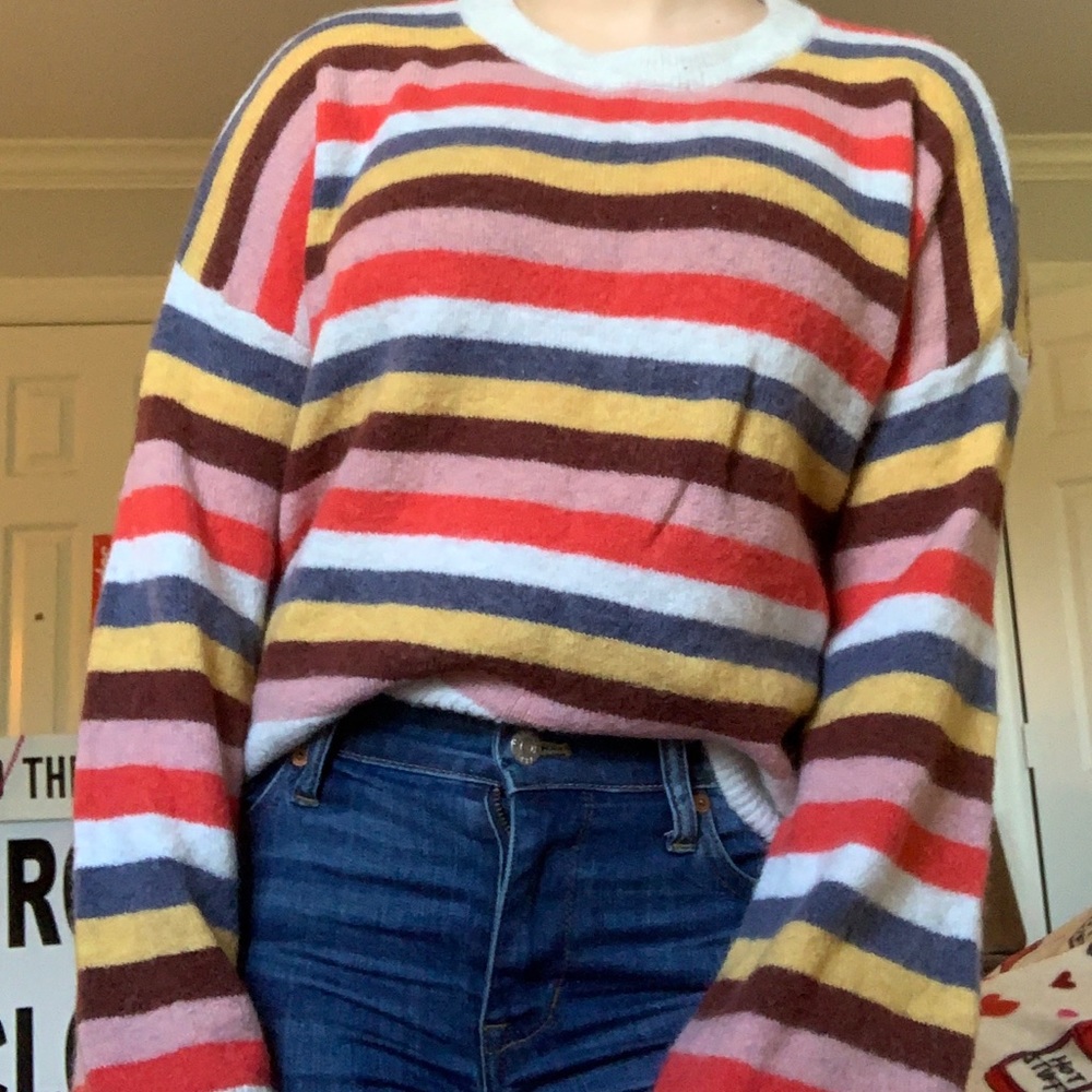 Madewell striped belle sleeve sweater